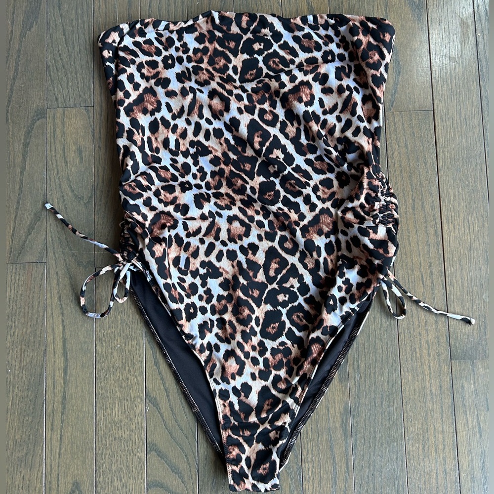 Zara Animal Print Strapless Swimsuit
